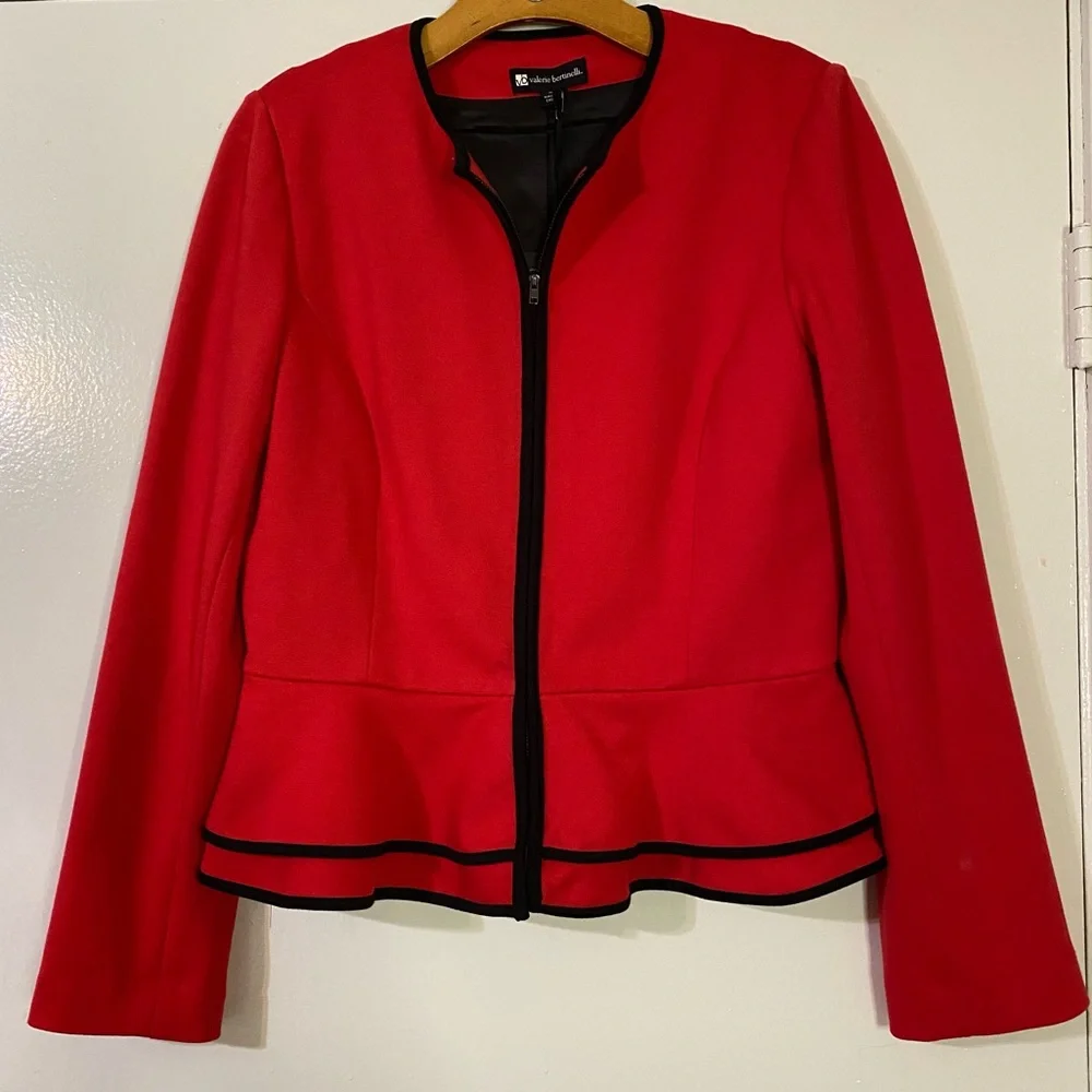 NWT Valerie Bertinelli red peplum blazer size M - Picture 1 of 3